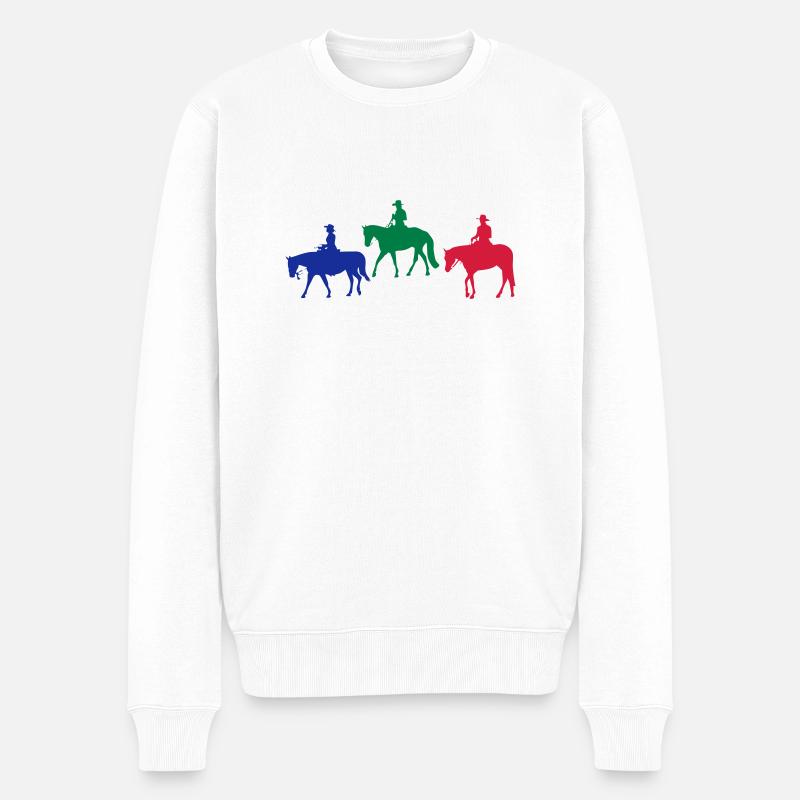 Westernreiter - Männer Premium Bio Pullover - Weiß