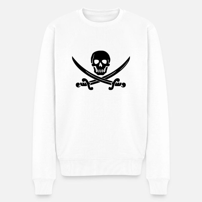Crâne de pirate sabre - Pull Premium bio Homme - blanc