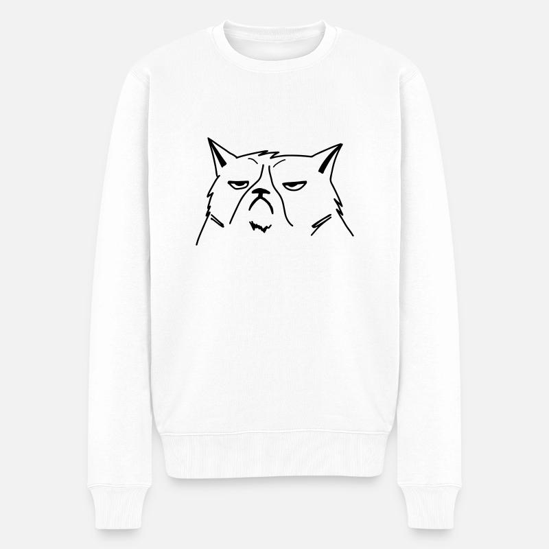 grumpy cat - Männer Premium Bio Pullover - Weiß