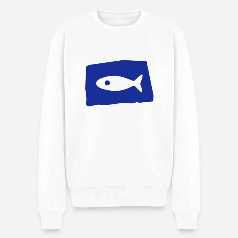 fisch2 - Männer Premium Bio Pullover - Weiß