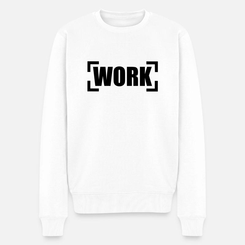 Work - Männer Premium Bio Pullover - Weiß
