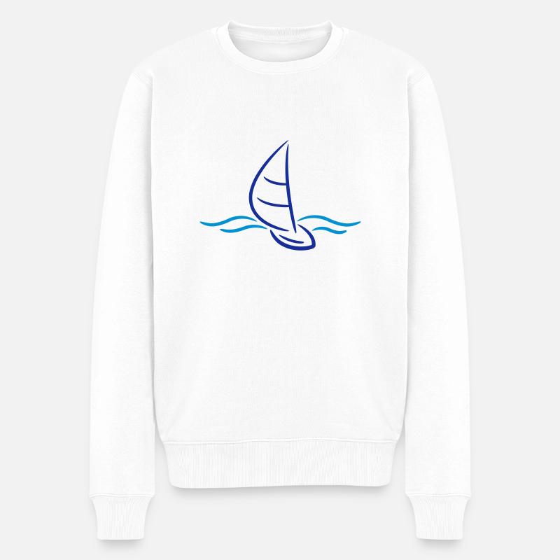 Sailing Boad And Waves Logo - Pull Premium bio Homme - blanc
