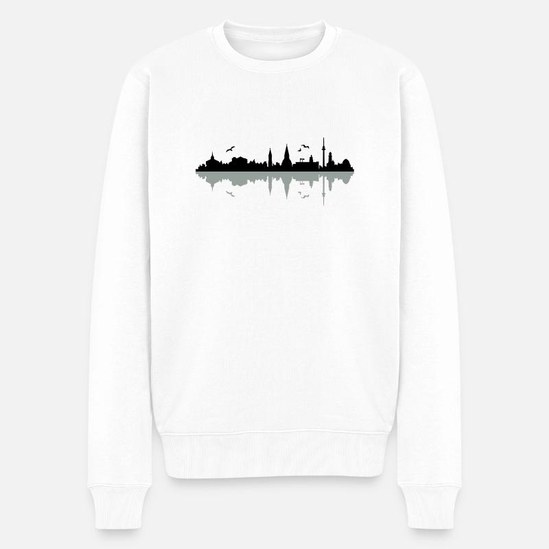 Skyline Kiel - Männer Premium Bio Pullover - Weiß