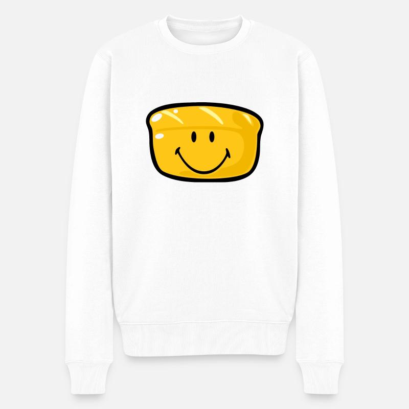 Smiley Bread - Männer Premium Bio Pullover - Weiß