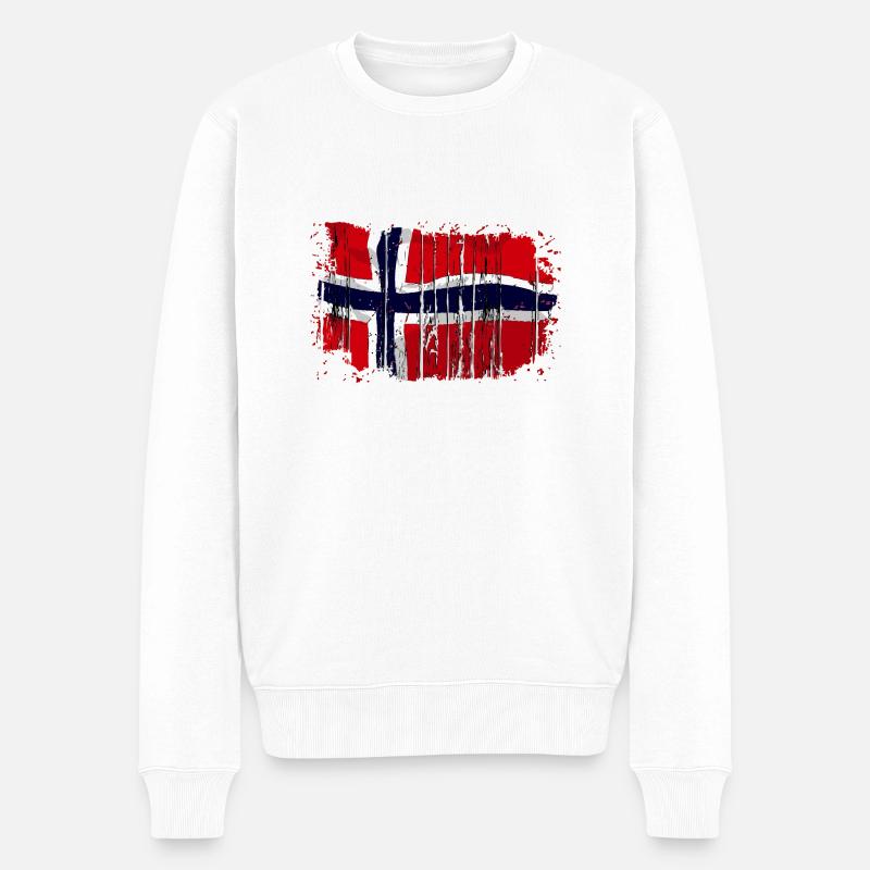 Norway Vintage Flag - Männer Premium Bio Pullover - Weiß
