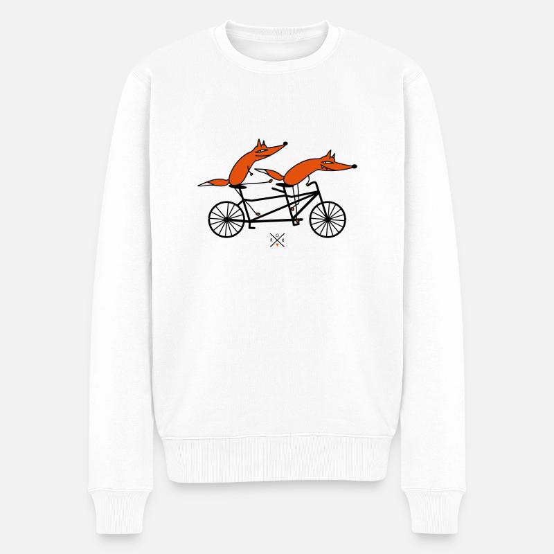 Schlaue Tandemfahrer - Männer Premium Bio Pullover - Weiß