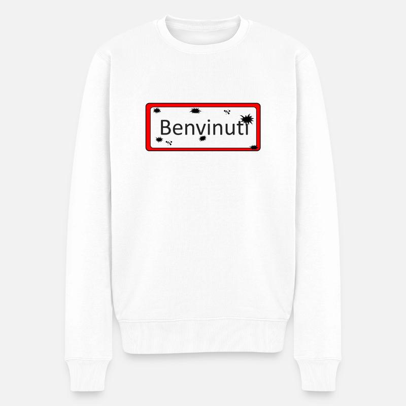 Korsika Benvinuti - Männer Premium Bio Pullover - Weiß