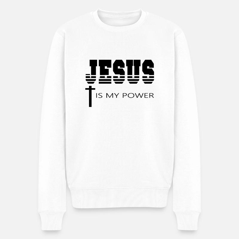 Jesus Christ Gott God - Männer Premium Bio Pullover - Weiß