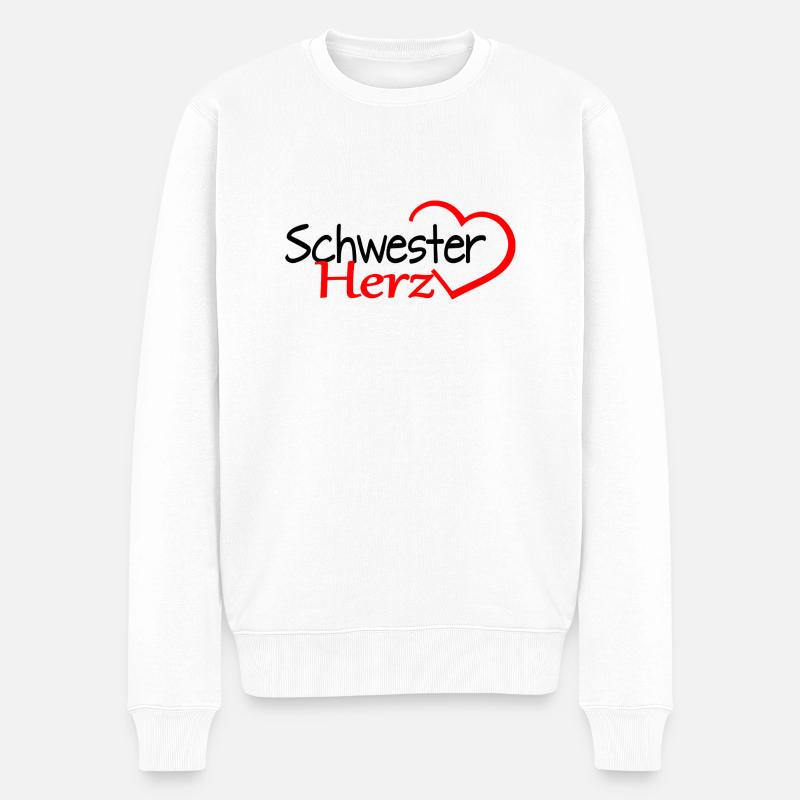Schwester Herz - Männer Premium Bio Pullover - Weiß