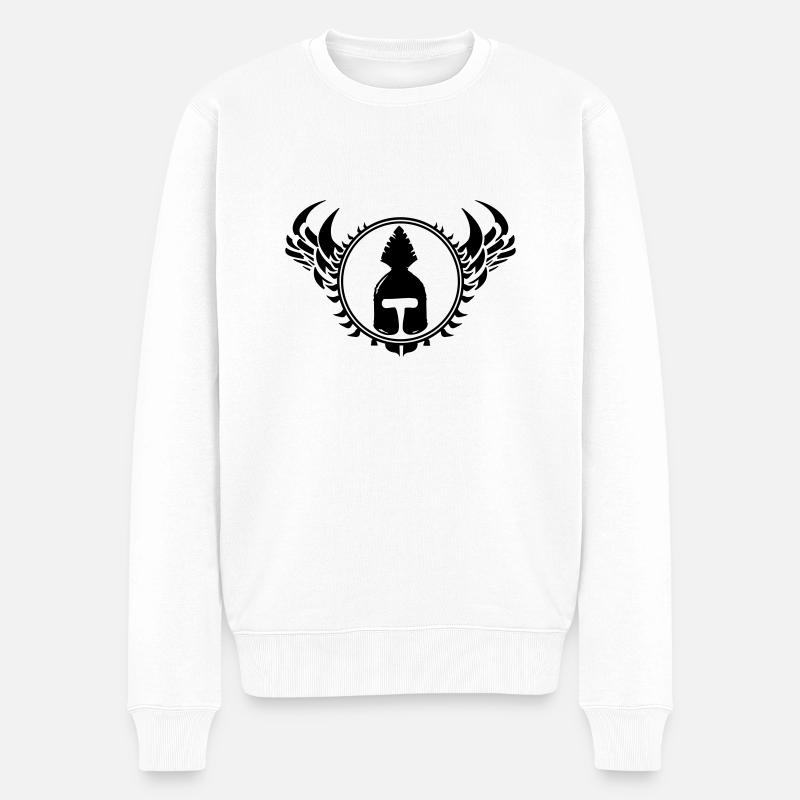 Sparta Helm - Männer Premium Bio Pullover - Weiß