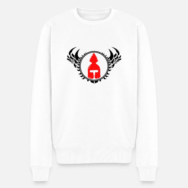 Sparta Helm - Männer Premium Bio Pullover - Weiß