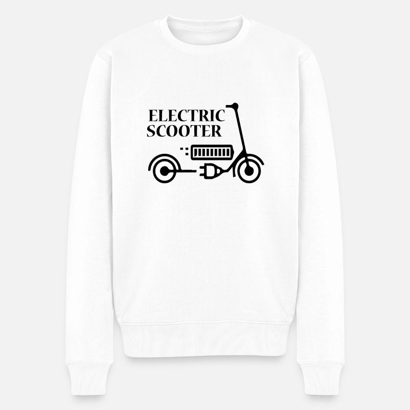 E-Scooter Roller - Männer Premium Bio Pullover - Weiß