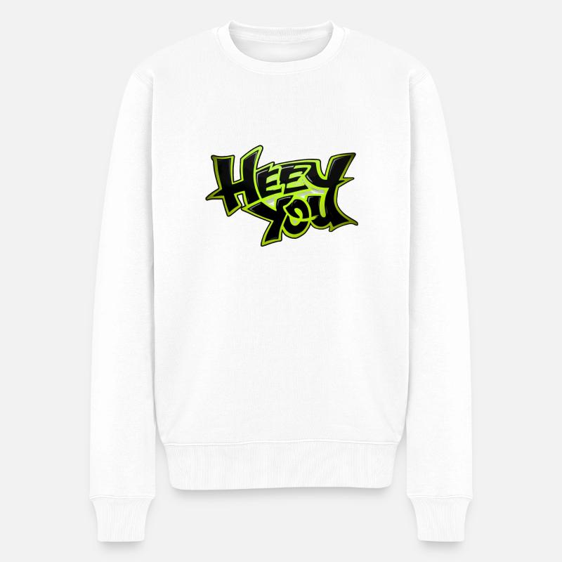 heey du - Begrüsung - Männer Premium Bio Pullover - Weiß