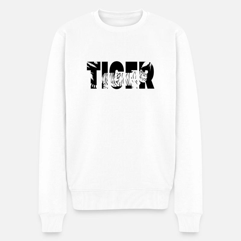 Tiger Typo - Männer Premium Bio Pullover - Weiß