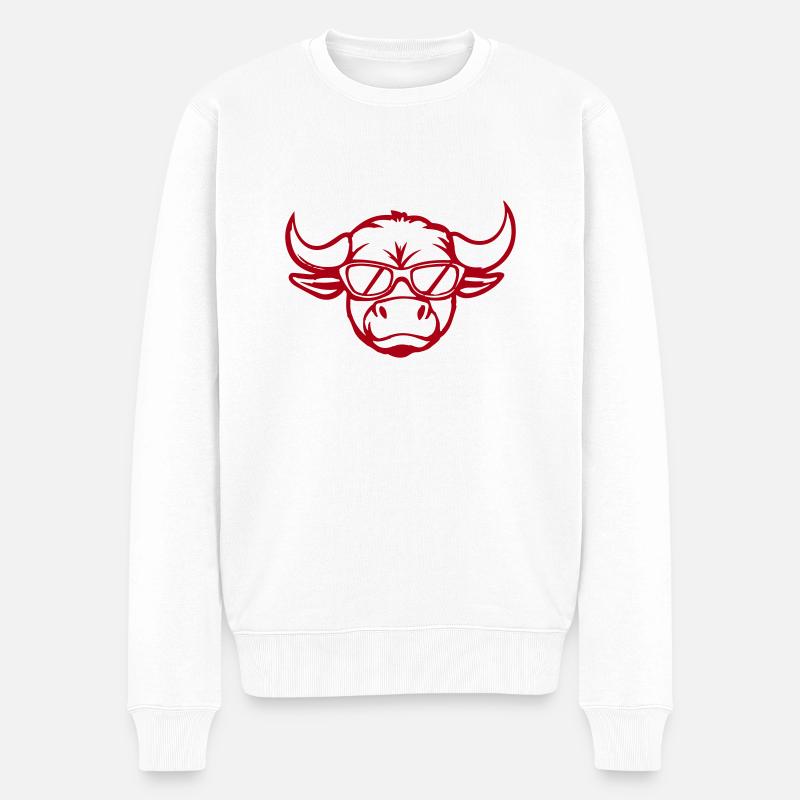 stier comic gesicht - Männer Premium Bio Pullover - Weiß