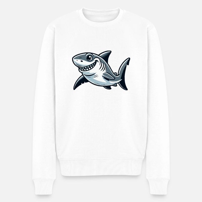 Hai Comic - Männer Premium Bio Pullover - Weiß