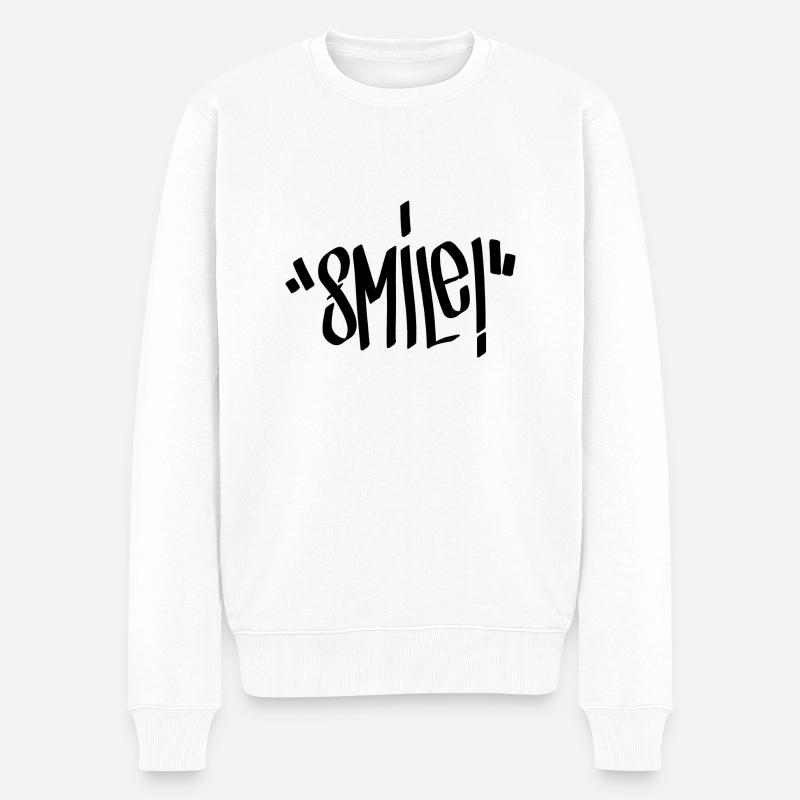Smile Graffiti Linie - Dees - Männer Premium Bio Pullover - Weiß