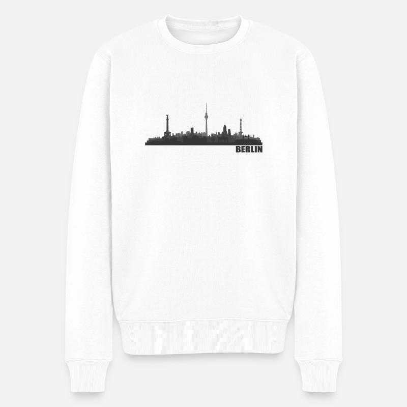 Berlin City - Männer Premium Bio Pullover - Weiß