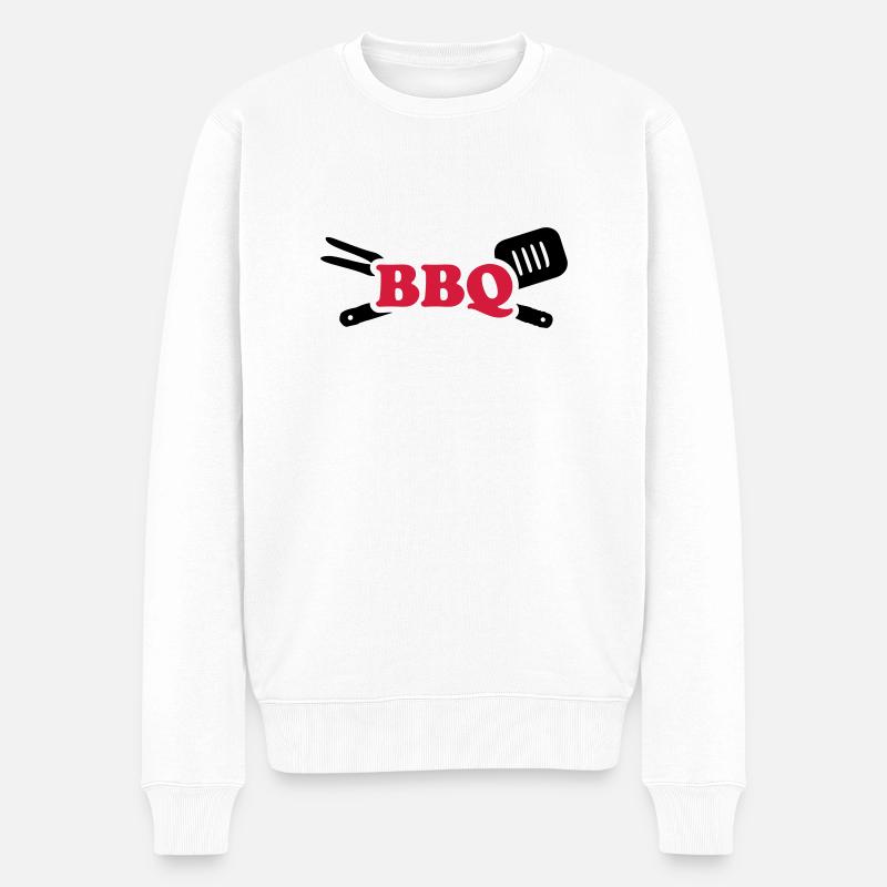 BBQ - Männer Premium Bio Pullover - Weiß