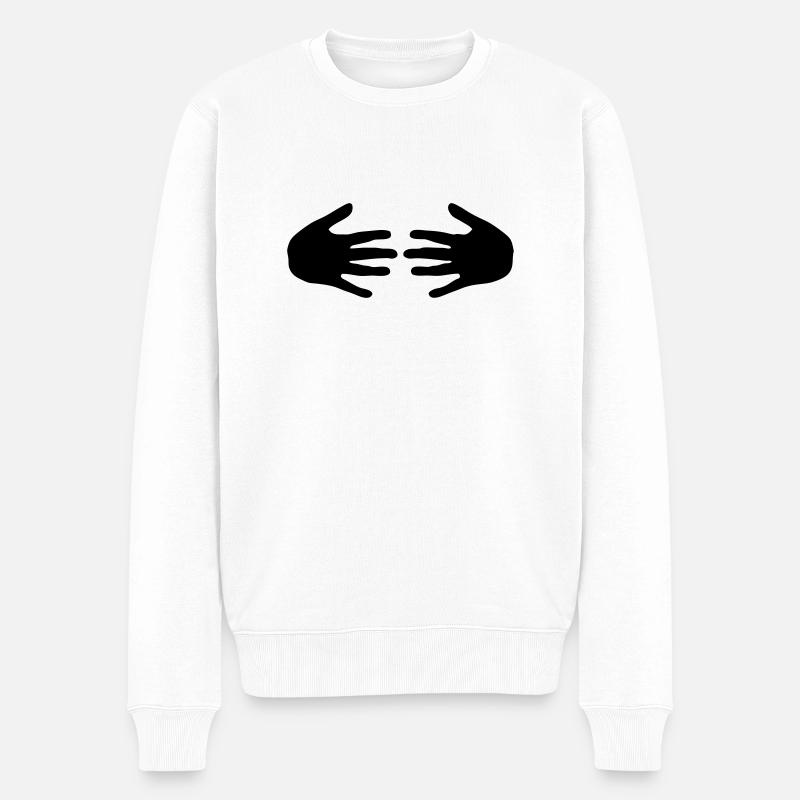 mains seins - Pull Premium bio Homme - blanc