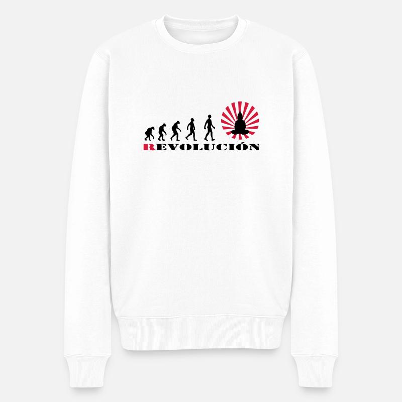 Darwin, evolution, revolution, enlightened, Buddha - Men's Premium Organic Jumper - white