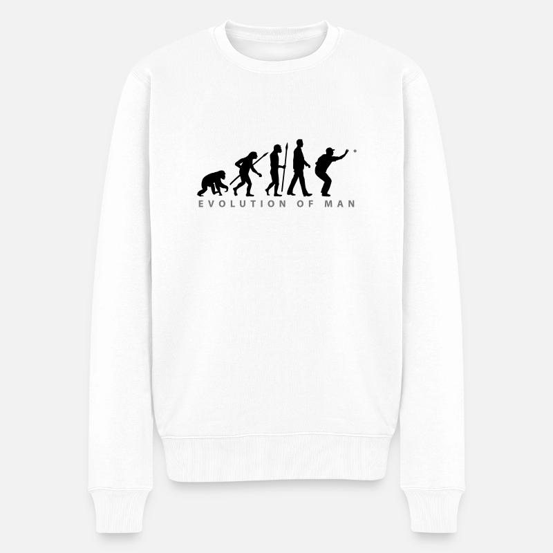 Evolution Boule Pétanque - Männer Premium Bio Pullover - Weiß