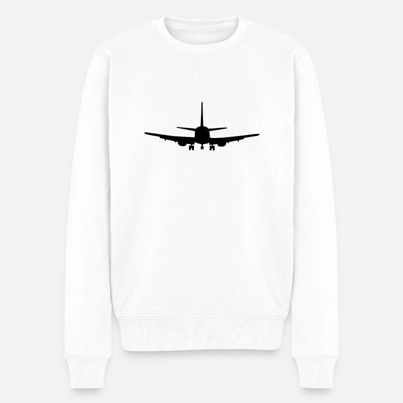 Flugzeug - Männer Premium Bio Pullover - Weiß