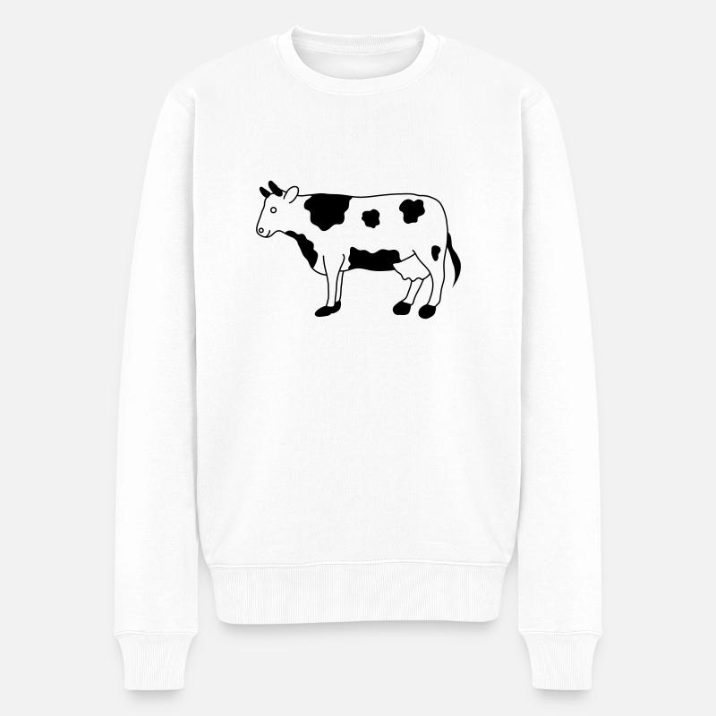 Kuh - Männer Premium Bio Pullover - Weiß