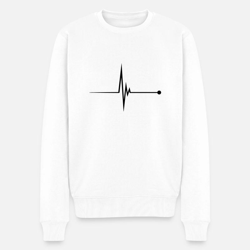 Heartbeat Pulse - Männer Premium Bio Pullover - Weiß