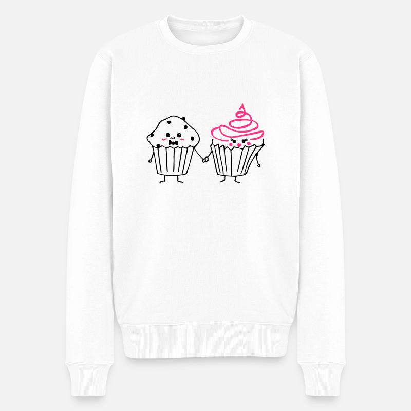 cupcake loves muffin 01 - Männer Premium Bio Pullover - Weiß