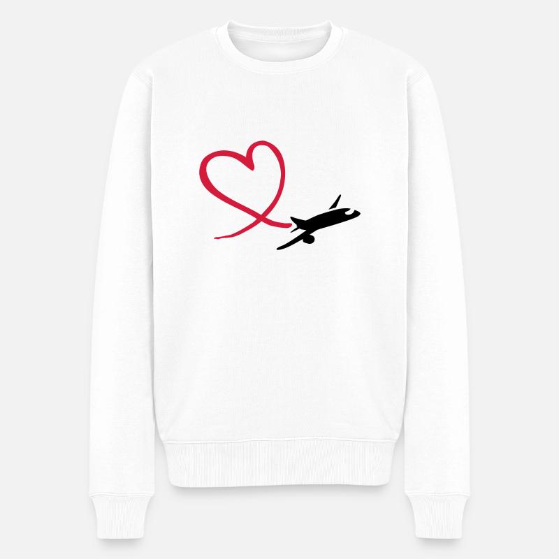 Flugzeug - Männer Premium Bio Pullover - Weiß