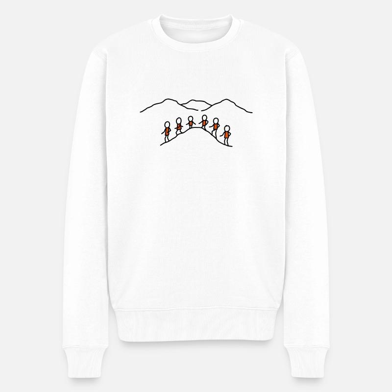 6 Männchen wandern - V2 - Männer Premium Bio Pullover - Weiß
