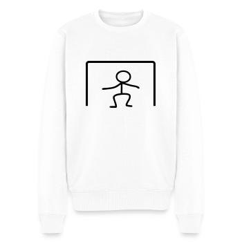 Strichmännchen Tor - Männer Premium Bio Pullover - Weiß - Vorne - Thijin (182cm)