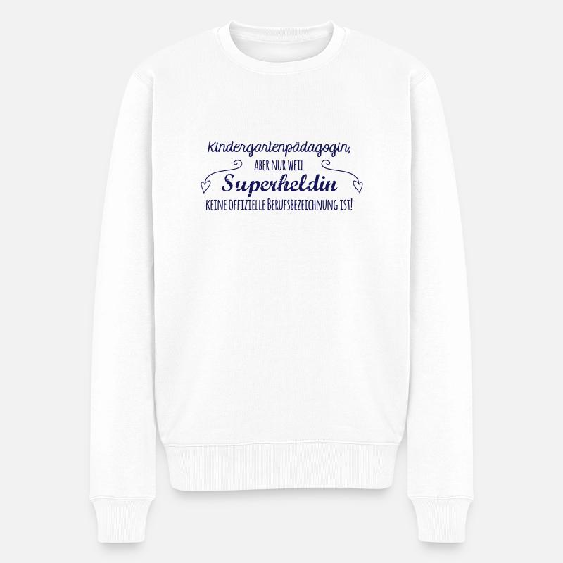 Stoffbeutel: "Kindergartenpädagogin" - Männer Premium Bio Pullover - Weiß