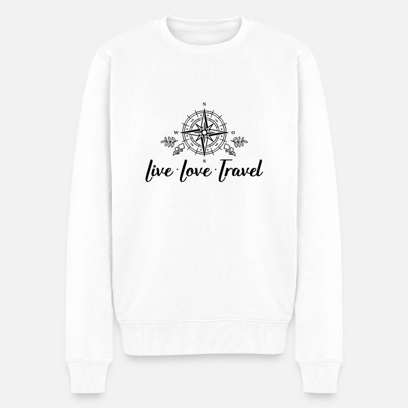 live love travel - Männer Premium Bio Pullover - Weiß