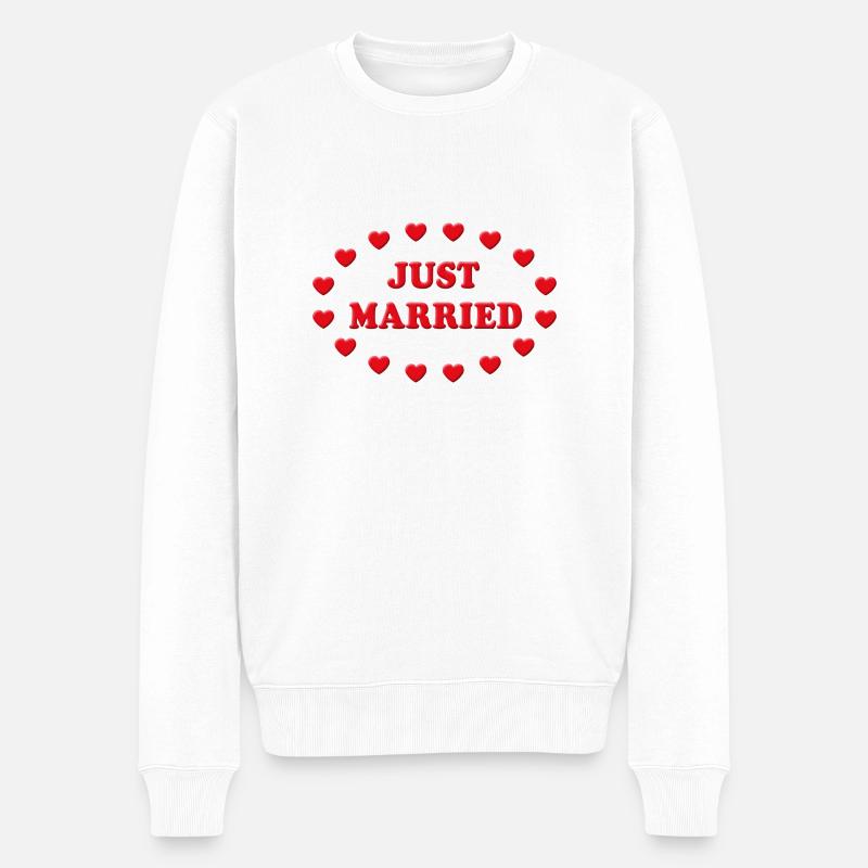 Just Married Coeurs (Mariage / Noce) - Pull Premium bio Homme - blanc