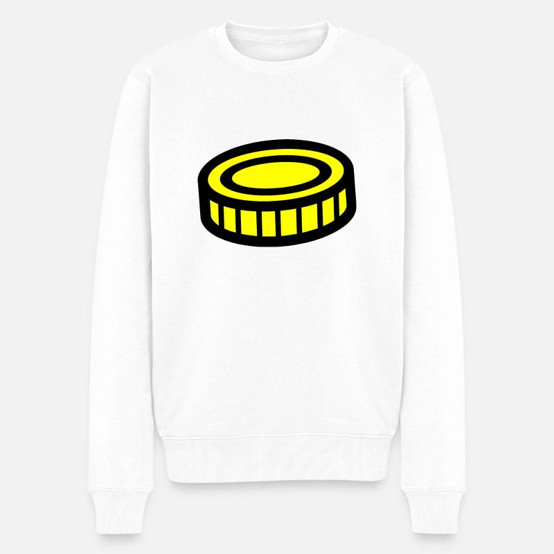 Münze Design - Männer Premium Bio Pullover - Weiß