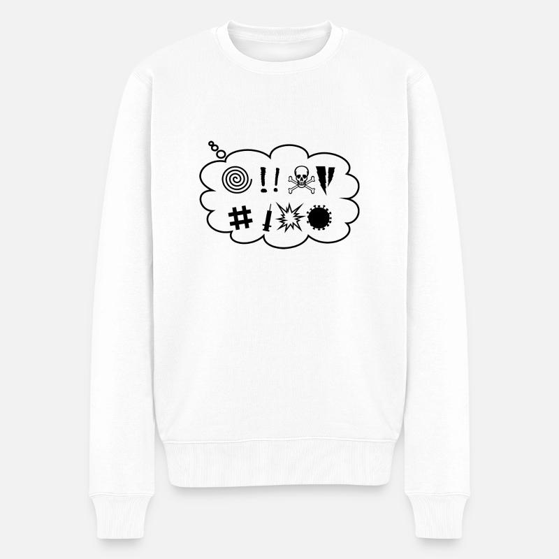 Fluchen-Schimpfen-Corona-Maske- im Comicstil. - Männer Premium Bio Pullover - Weiß