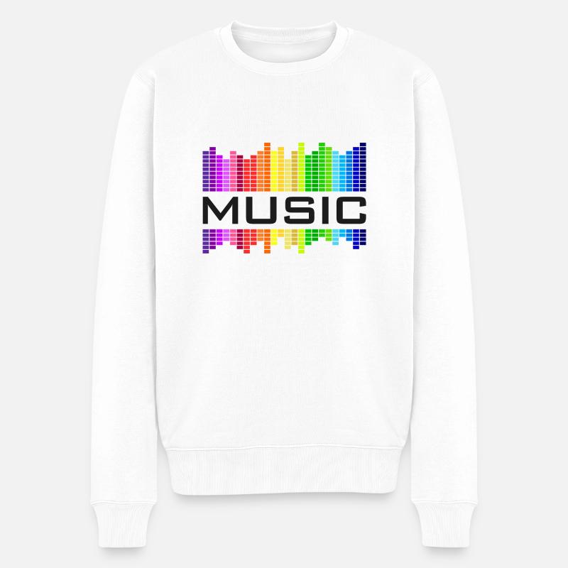 Music Musik Equalizer Regenbogen bunte Welt tanzen - Männer Premium Bio Pullover - Weiß