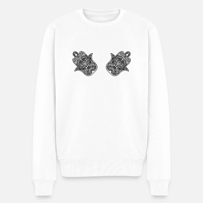 Henna Hands - Männer Premium Bio Pullover - Weiß