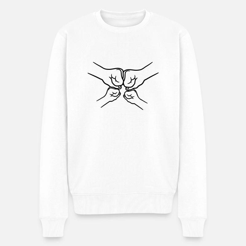 2 Kinder Fäuste - Männer Premium Bio Pullover - Weiß