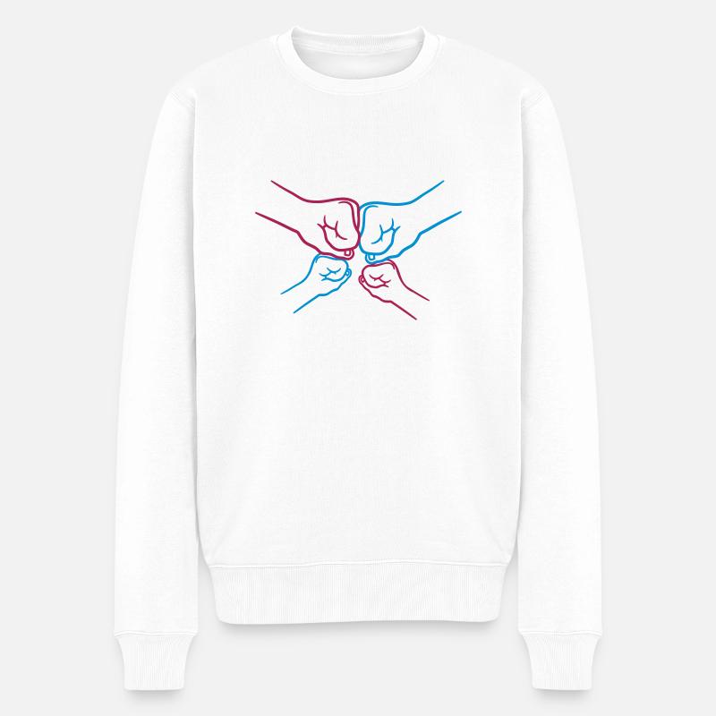 Fäuste 2 Kinder - Männer Premium Bio Pullover - Weiß