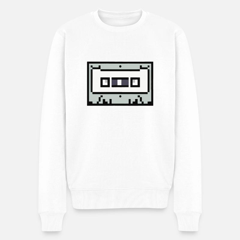 Cassette Idée cadeau rétro pixélisée - Pull Premium bio Homme - blanc