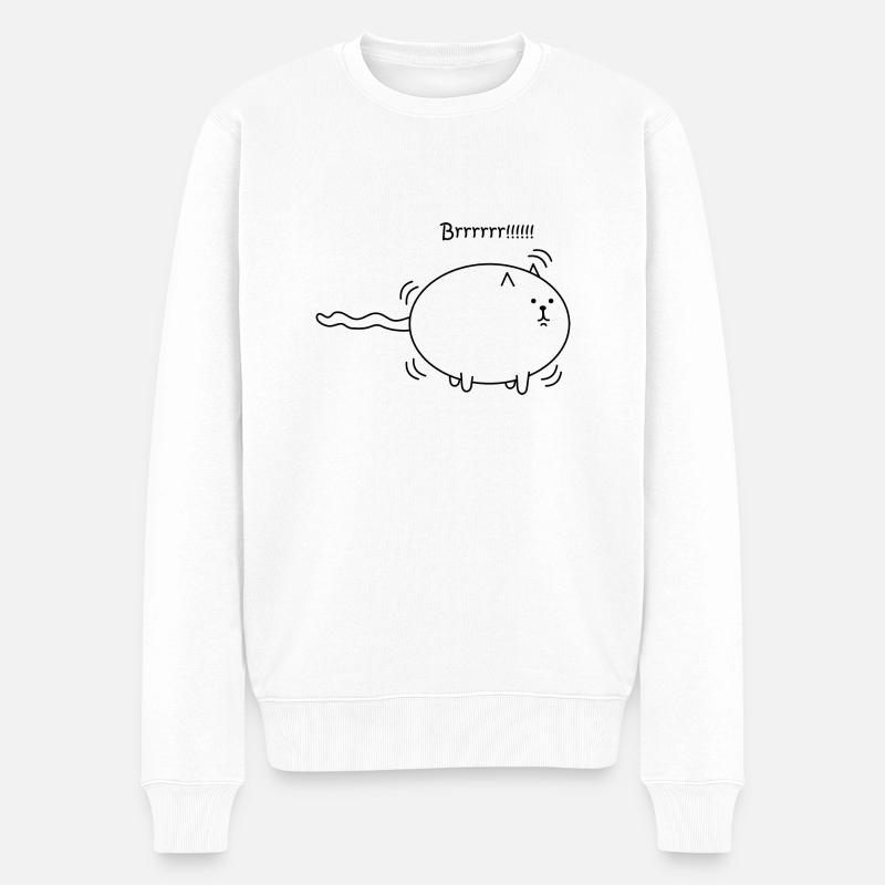 Lustige Katze - Männer Premium Bio Pullover - Weiß