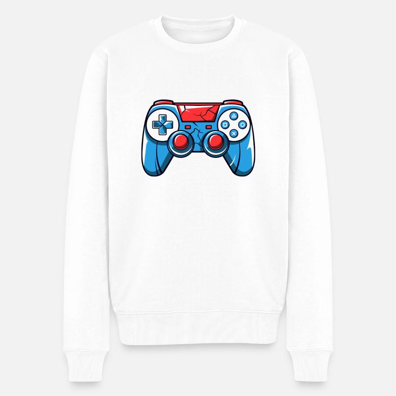 Logo de la manette Gamer - Pull Premium bio Homme - blanc