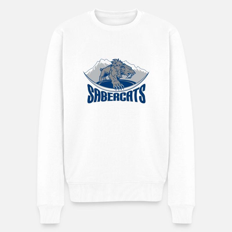 Säbelzahntiger - Männer Premium Bio Pullover - Weiß