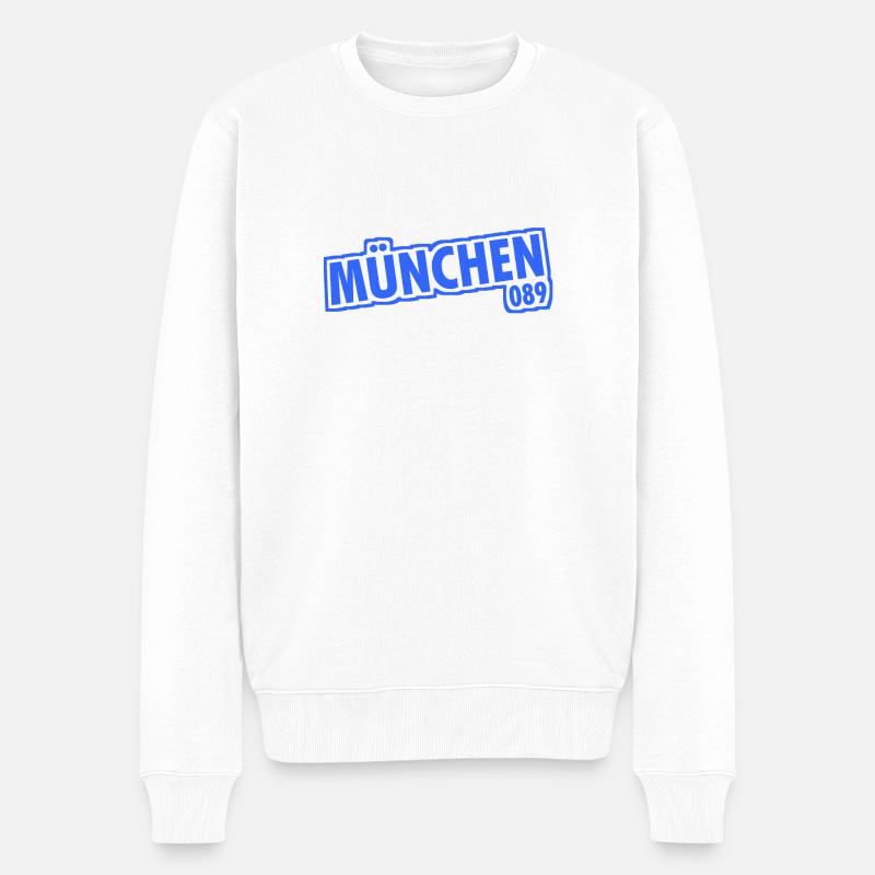 München - 089 - Bayern - Isar - bayrisch - Männer Premium Bio Pullover - Weiß