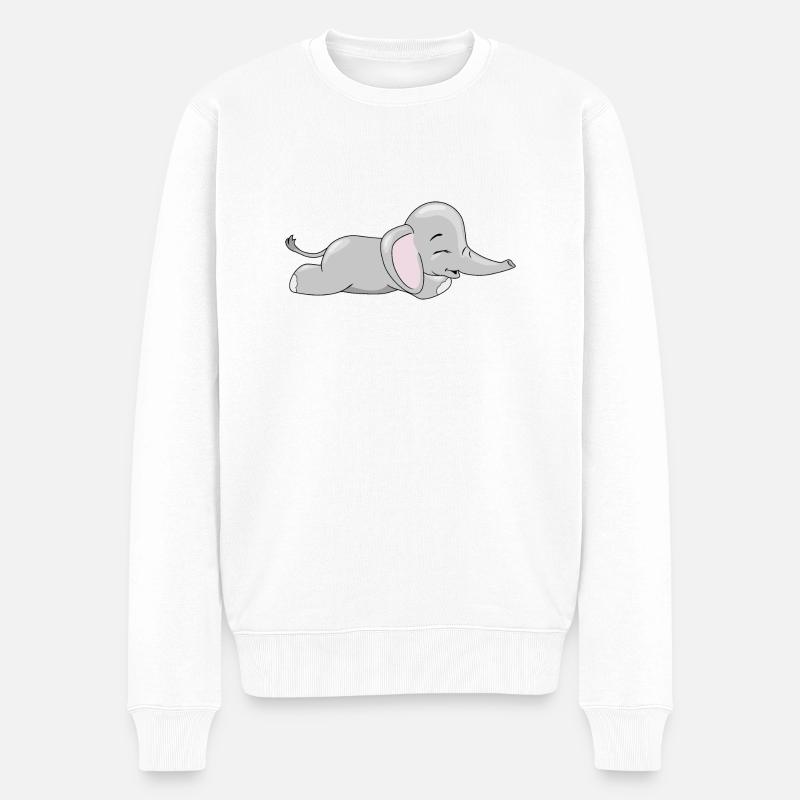 Schlafendes süßes Elefantenbaby - Männer Premium Bio Pullover - Weiß