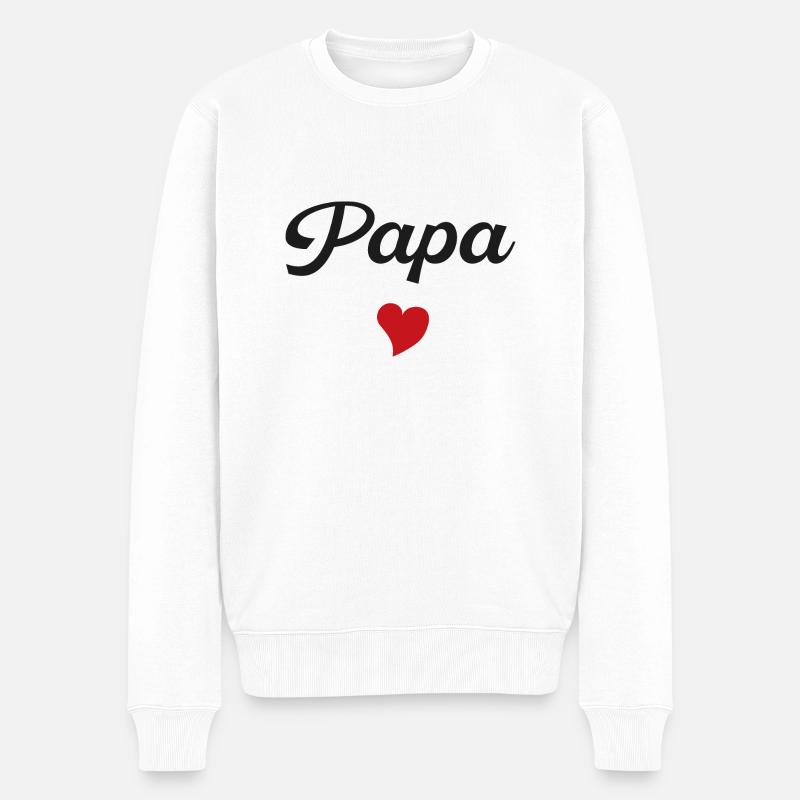 Papa - Zukünftiges Papaherz - Männer Premium Bio Pullover - Weiß
