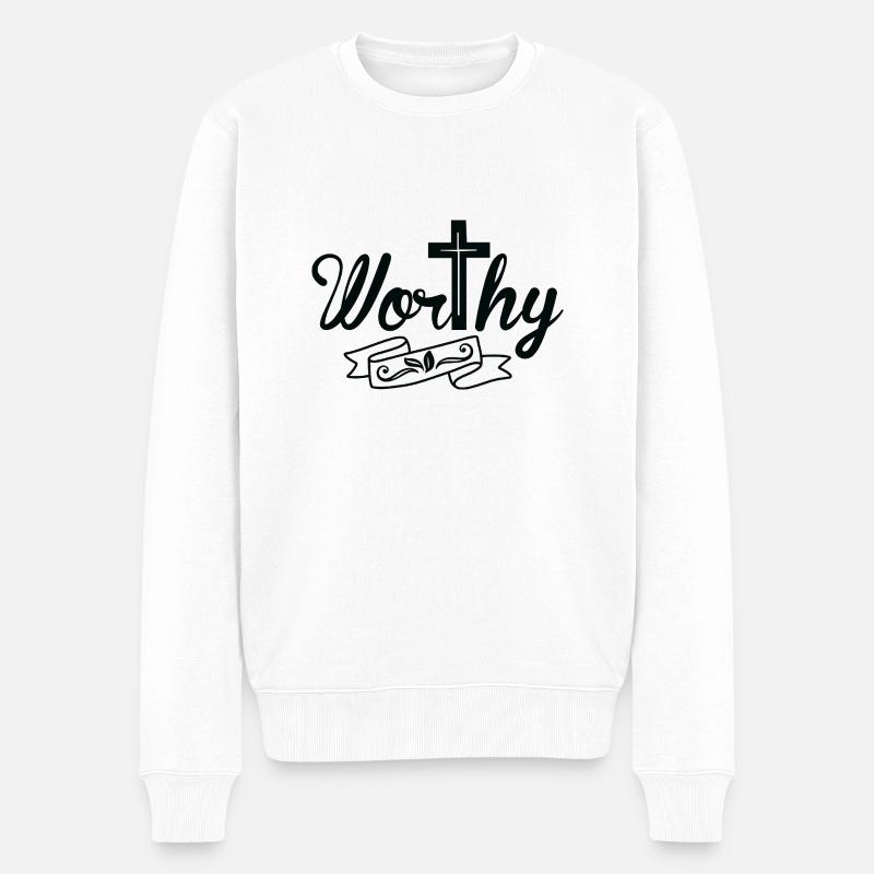 Wertvoll - Männer Premium Bio Pullover - Weiß